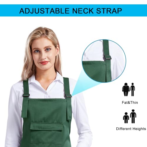 Nanxson Apron with Pockets Cross Back Apron for Hair Stylist Gardening - color: Darkgreen