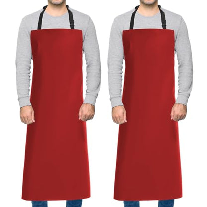 Homsolver 2 Pack Waterproof Dishwasher Rubber Adjustable Apron for Unisex - color: Red