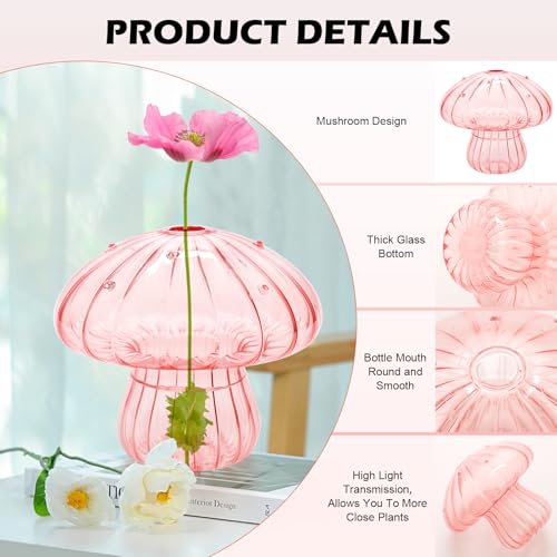 6Pcs Mushroom Vase, Coldairsoap Glass Mushroom Propagation Vases for Plants