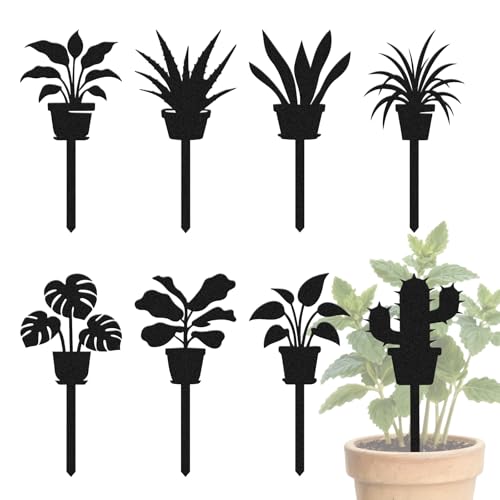 CUTHOLLOW 8PCS Metal Plant Markers Stakes Potted Plants for Outdoor Indoor, 3.5"x7" Waterproof Cute Garden Plant Labels Signs Tags for Farmhouse Greenhouse Decor - Funny Gardening Gifts - style: Potted Plants