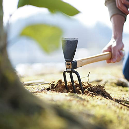 Japanese Forged Garden Hoe & Cultivator - Wooden Handle