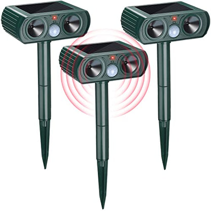 3 Packs Ultrasonic Solar Animal Repeller Motion Sensor Outdoor