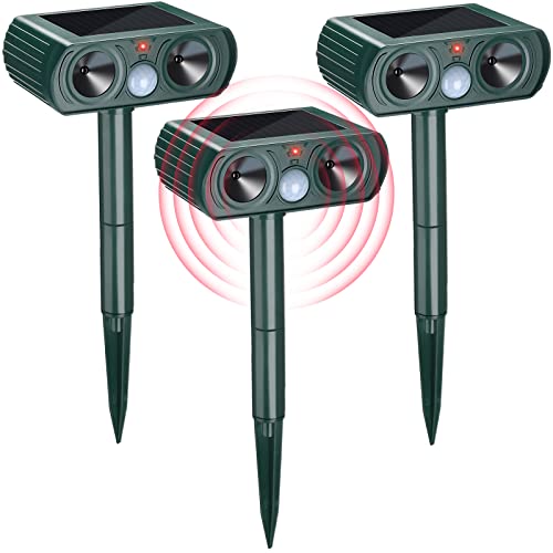3 Packs Ultrasonic Solar Animal Repeller Motion Sensor Outdoor