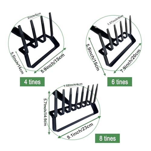 6-Tines Rake and Stirrup Hoe - Stainless Steel Cultivator for Gardening
