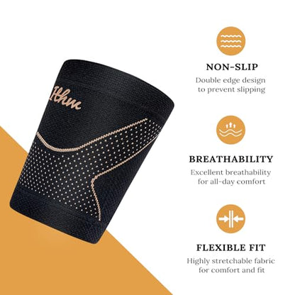 Copper Bicep Tendonitis Brace, Upper Arm Compression Sleeve for Pain Relief