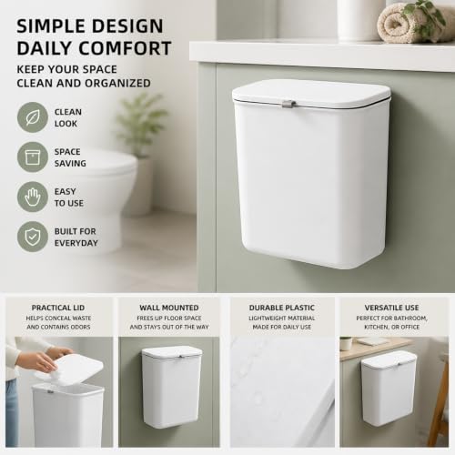 Kitchen Cleaning Set - Wall Mount Trash Can - Mini Squeegee - Grout Brush