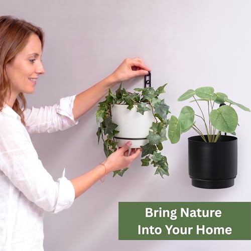 Self-Watering Wall Planters for Indoor Outdoor Plants (5.9 inch) - color: Black
