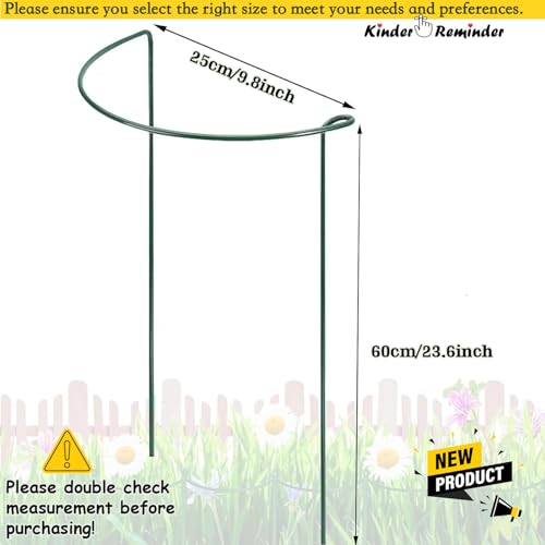 24 Inch Peony Cages and Supports for Large Hydrangea Bushes, Outdoor Plants, Heavy Duty Tall Plant Support Stakes, 12 Pack - Tool-Free Interlocking Design with Powder Coated Rust-Proof Metal Ring
