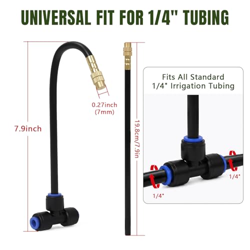 Drip Irrigation Nozzles 20 Pack, 8 Inch Adjustable Sprayers for 1/4 Tubing - size: 20