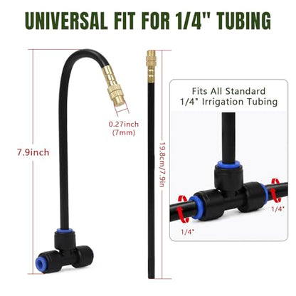 Drip Irrigation Nozzles 20 Pack, 8 Inch Adjustable Sprayers for 1/4 Tubing - size: 20