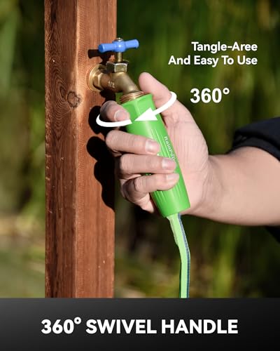 RAINPOINT Garden Hose 50FT, Up to 60% Lighter Non-Expanding Water Hose with TPE Inner Tube, Lightweight & Flexible Anti-Kink Hose, 800D Oxford Fabric, Weather-Resistant, 450PSI Burst, 3/4" Fittings - size: 50FT