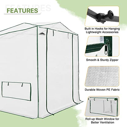 EAGLE PEAK 8x6 Easy Setup Pop Up Greenhouse, Woven Top, Translucent - color: Translucent, size: 8x6
