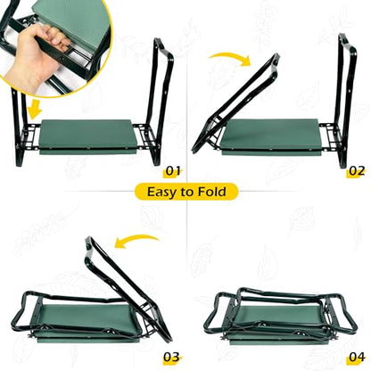 MaxWorks Folding Garden Kneeler Seat Stool and Tool Pouch - (50921) - size: X-Large