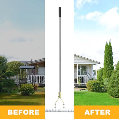 BARAYSTUS Thatch Rake, 15‑Inch Wide Dual‑Side Dethatching Rake for Lawn