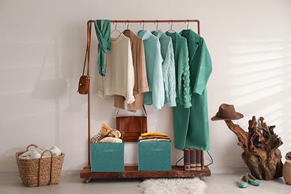 Simple Houseware 15" x 13" Foldable Fabric Storage Bin with Handles, 2 Pack - color: Turquoise