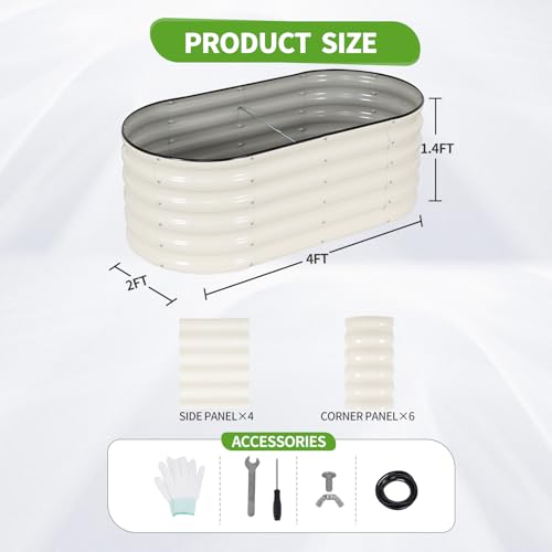 Galvanized Raised Garden Bed - 2 Pcs 4x2x1.4FT Planter Box, White - color: White, size: 4x2x1.4ft