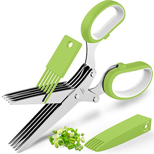 Herb Scissors with 5 Blades and Cover, New Kitchen Gadget 2026 - color: Green