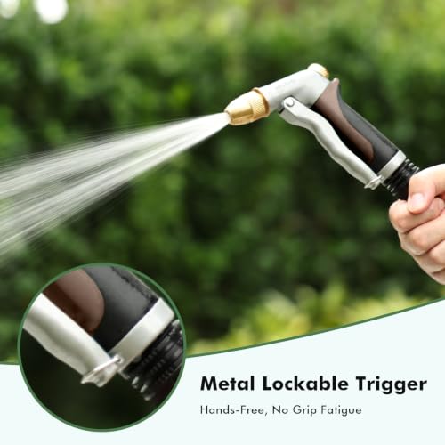 RESTMO Metal Water Hose Nozzle, High Pressure Garden Sprayer, Brown - color: Brown