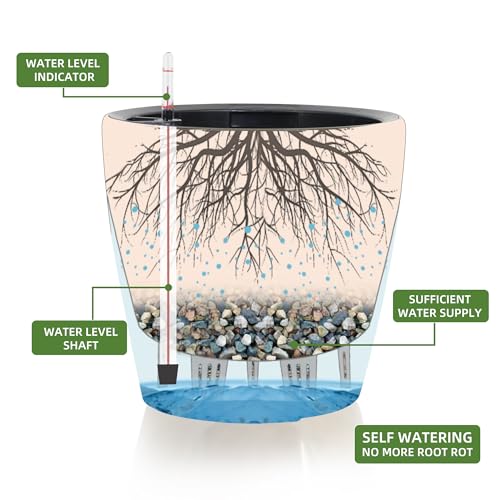 Dexceder 11x10 Self Watering Planter (Grayish Green Gradient) - color: Grayish Green, size: 11x10