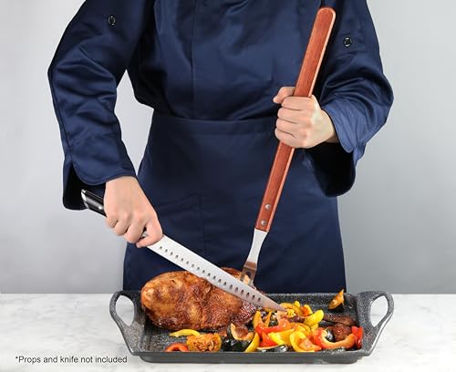 New Star Foodservice Commercial Grade BBQ Fork with Wood Handle, Stainless Steel, 21-Inch - size: 21-Inch