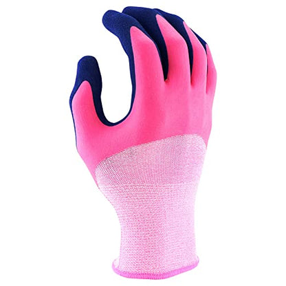 Miracle Gro Women's Double Dipped Sandy Foam Latex Gardening Work Gloves, Water Resistant, Excellent Grip Pink/Purple, Medium - size: Medium (Pack of 2)