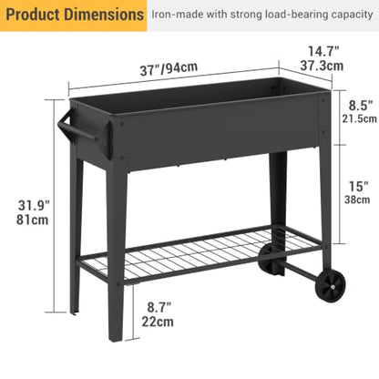 Mobile Raised Garden Bed with Legs and Wheels Metal Elevated Planter Box
