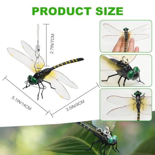 Hanging Dragonfly Ornaments, 6-Piece Garden Decor with Loops & Safety Pins