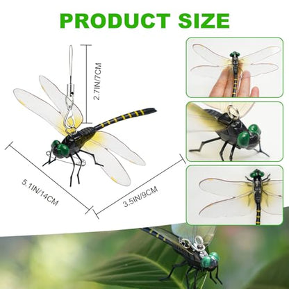 Hanging Dragonfly Ornaments, 6-Piece Garden Decor with Loops & Safety Pins