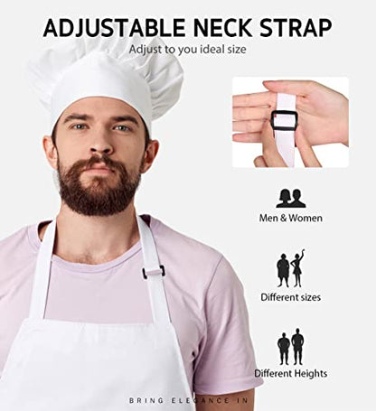 Syntus Apron for Men Women, Adjustable Cooking Kitchen Apron with 2 Pockets - color: Basic White, style: 2 Polyester