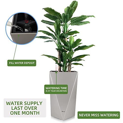 Dexceder 24 Inches Self Watering Tall Planter (Gray) - color: Gray, size: 24