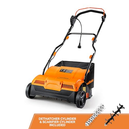 LawnMaster GVB1316 Electric 16” 13 Amp Dethatcher and Scarifier with 12 Gallon Collection Bag - color: 16-Inch-Orange/Black