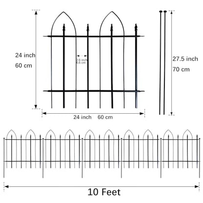 Thealyn Garden Fence 24" H x 24" W (5 Panels, Total 10 ft) - size: 24″ H x 10 ft (5 Panels) Without Gate Latch