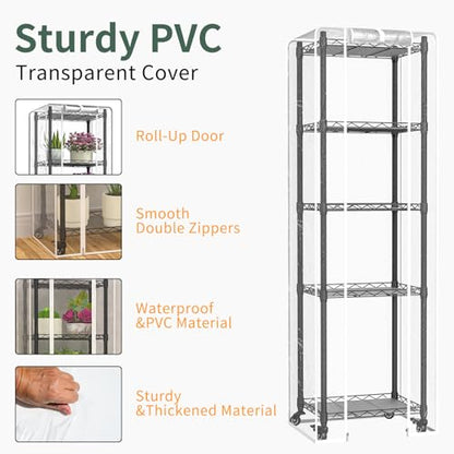 Mini 5-Tier Greenhouse for Indoor ,15.7" L×11.8" W×62.3" H