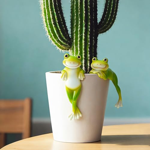 2PCS Frog Figurines Plant Pot Hugger Garden Statue Decor - style: Frog2