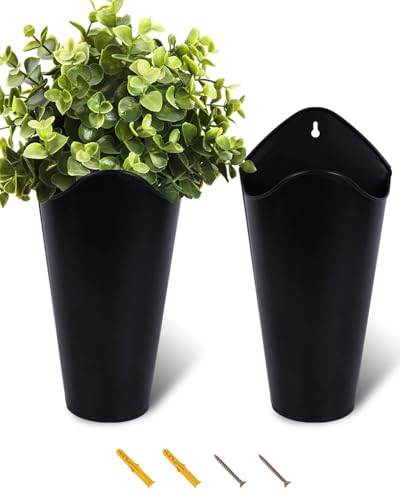 vensovo 2 Pack 12 Inch Galvanized Wall Planters for Flowers, Black - color: Black