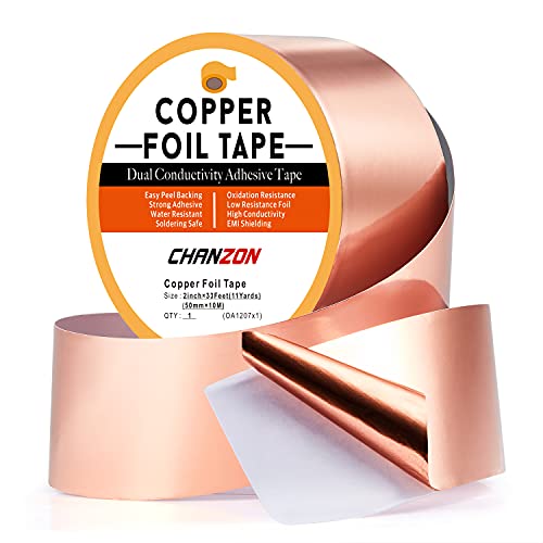 CHANZON Copper Foil Tape 50mm 2inch x 33ft Double Sided Conductive Adhesive - size: 7) 2inch x 33ft