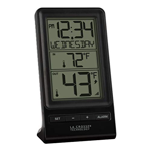 La Crosse Technology 308-1415BW Digital Wireless Thermometer with Time, Black