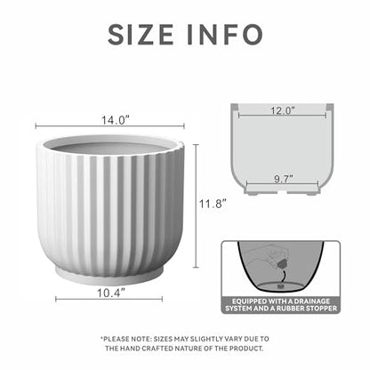 Kante Small Round Pedestal White Concrete Planter 9.8" Dia, Outdoor - color: White, size: 11"w x 9.8"h