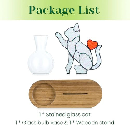 Hewory Handmade Cat Planter: Iridescent Stained Glass Propagation Stations - color: Iridescent
