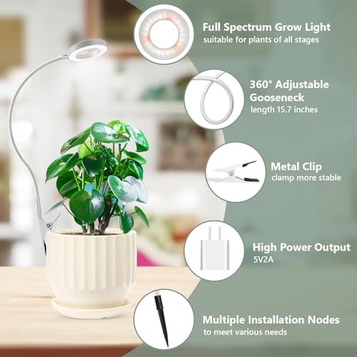 Plant Light Clip on, White 2 Pack, 96 LED Full Spectrum, Use Desk - color: White, size: 2 Pack