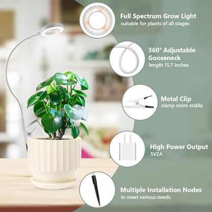Plant Light Clip on, White 2 Pack, 96 LED Full Spectrum, Use Desk - color: White, size: 2 Pack