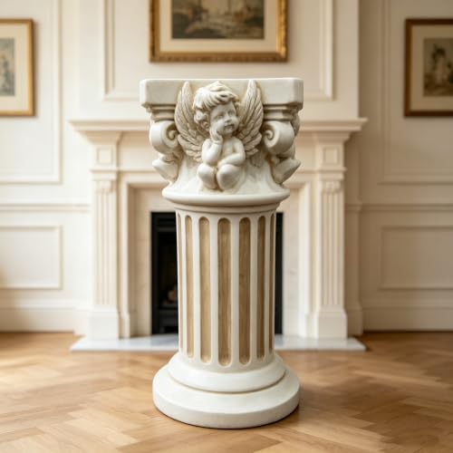 18.11" Angel Column Pedestal Stand, Resin Roman Pillar Decor - color: Angel Column Pedestal