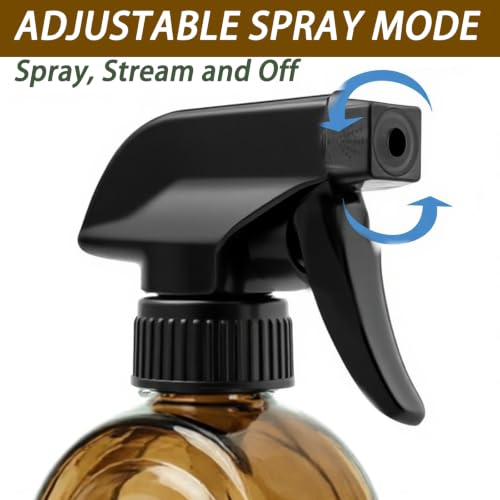 Amber Glass Plant Mister Spray Bottles, 13.5oz Adjustable Nozzle, 2 Pack - color: Amber-1