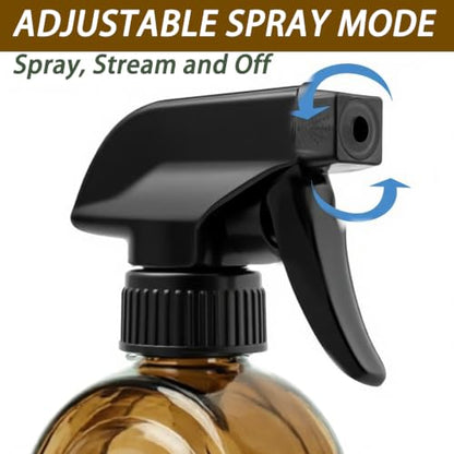 Amber Glass Plant Mister Spray Bottles, 13.5oz Adjustable Nozzle, 2 Pack - color: Amber-1