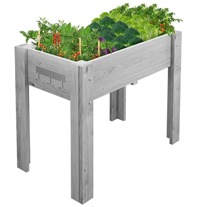 Garvee 48x24x30IN Wooden Raised Garden Bed with Legs - color: Gray, size: 48*24*30 in