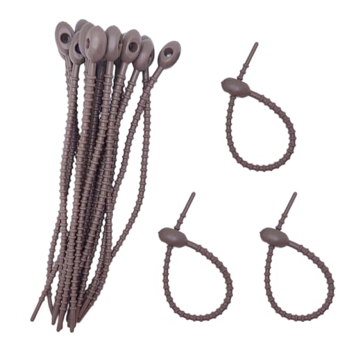 20pcs Silicone Self Locking Reusable Zip Ties for Fixing Bundling Organizing 6in Pastel Color Soft Cord Cable Strap Multi Purpose Twist Tie Clip for Garden Plant Home Kitchen Office (Dark Brown) - color: Dark Brown