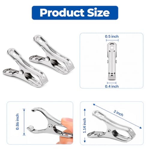 52 PCS Garden Clips - Stainless Steel Greenhouse Clamps,Strong Grip Heavy Duty Metal Clip, for Have a Strong Grip to Hold Down the Shade Cloth or Plant Cover on Garden Hoops