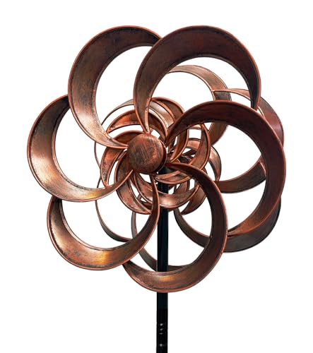 Metal Wind Spinner Outdoor, 63" Double-Sided Copper Decor