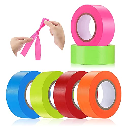 6 Pack Flagging Tape Assorted Colors, Non-Adhesive Marking Tape,1"*600ft - color: Multicolored - 6pack