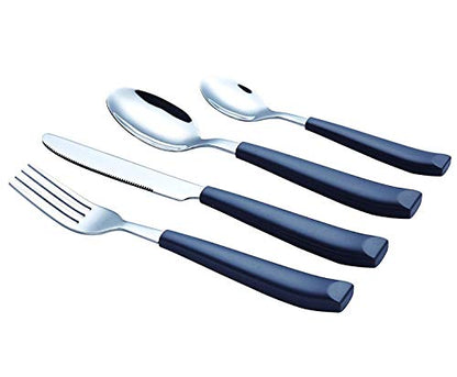 EXZACT 16 pcs Flatware Set Stainless Steel Wide Handles Serves 4 Gray - color: Grey X 16